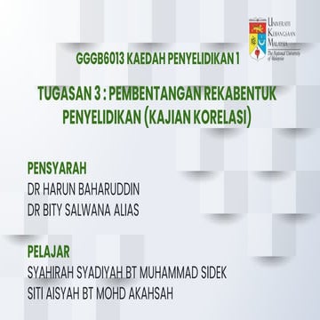 Kaedah penyelidikan rekabentuk kajian korelasi