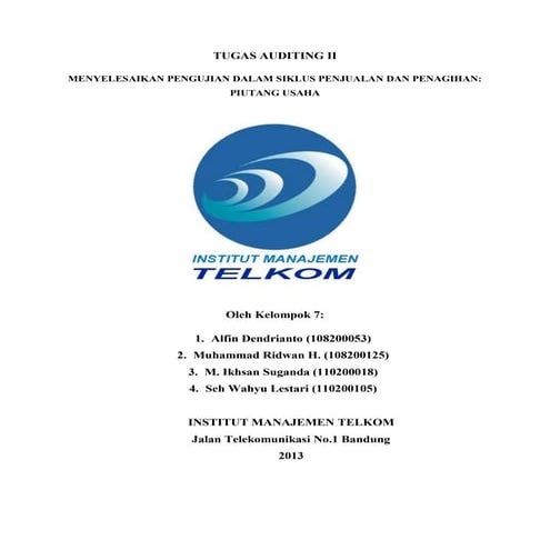 Tugas auditing ii bab 16 alvin arrens