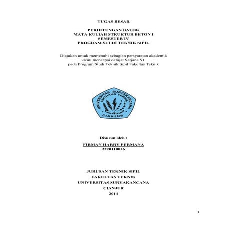 Perencanaan Balok Sederhana Beton Bertulang