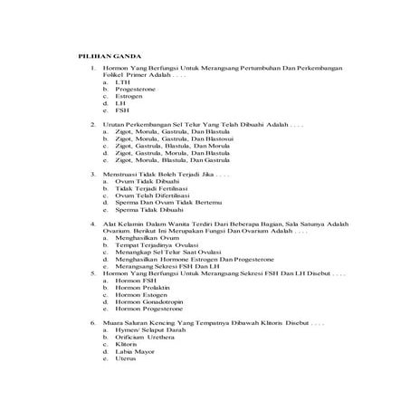 SOAL DAN PEMBAHASAN BIOLOGI BAB SISTEM REPRODUKSI