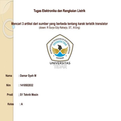 Tugas elektronika dan rangkaian listrik powerpoint