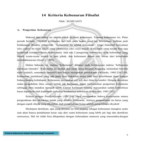 Tugas filsafat 14 teori kebenran