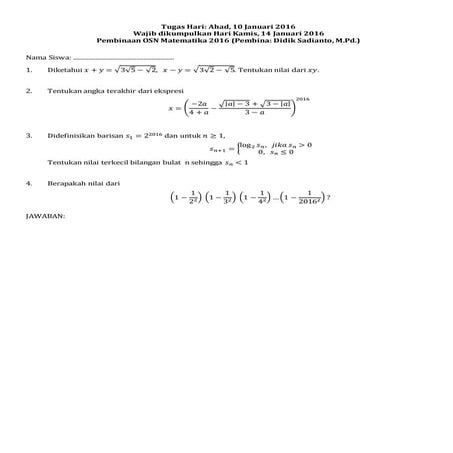 Tugas hari ahad-10 jan