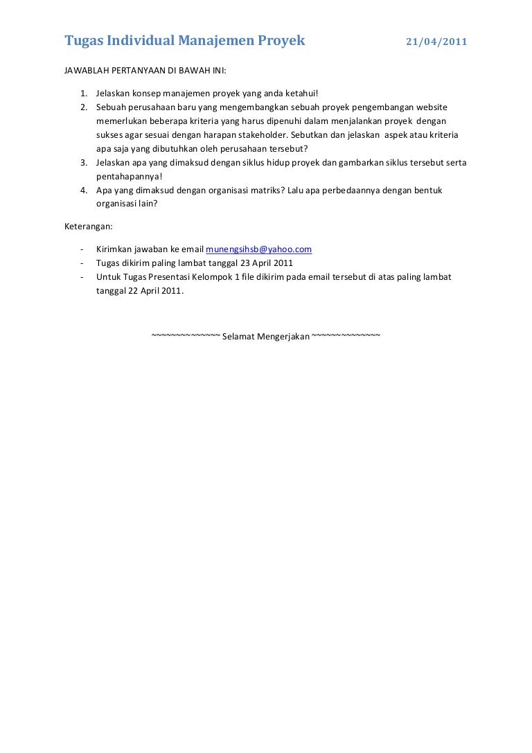 Tugas Individual Manajemen Proyek