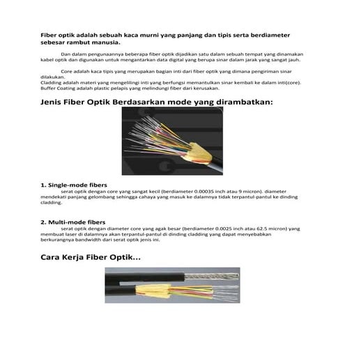 Pengertian FO (Fiber Optik)