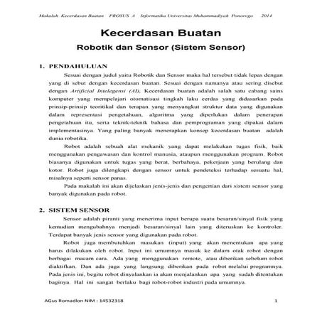 Tugas kecerdasan buatan (sistem sensor) agus romadlon