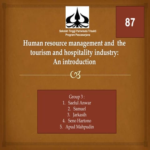 Tugas kelompok human resource management and  the tourism and hospitality gro...