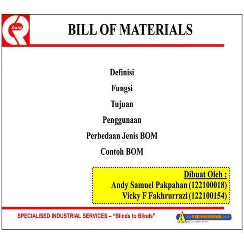 Tugas Kelompok Manajemen Industri - Bill Of Material