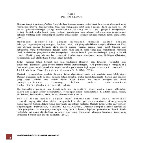 Tugas kelompok satuan bentuk lahan vulkanik