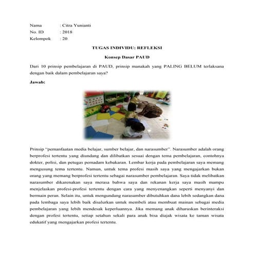 Tugas Pelatihan Guru PAUD - Tugas Konsep Dasar PAUD | PDF