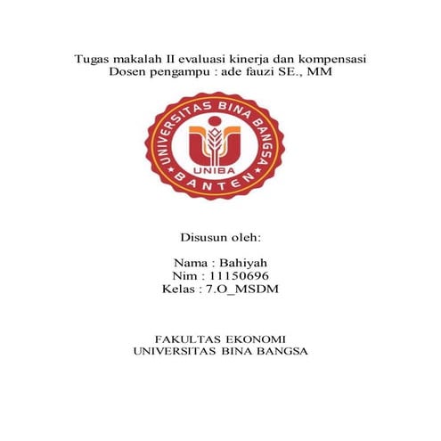 Tugas makalah ii evaluasi kinerja dan kompensasi