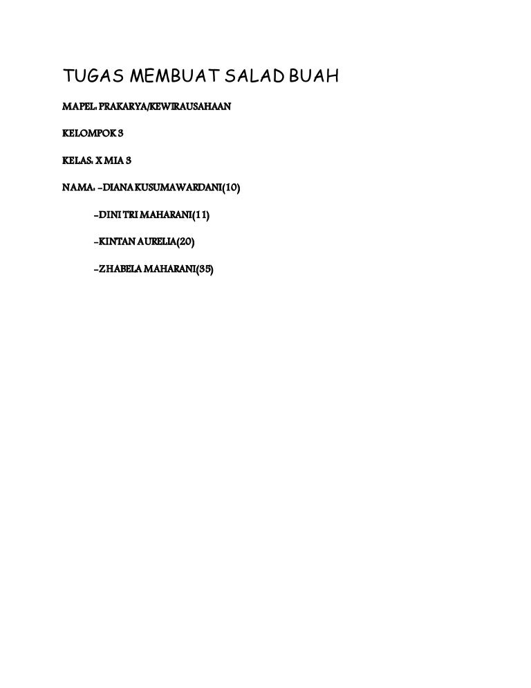 Tugas Membuat Salad Buah