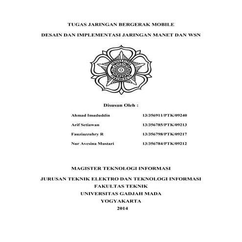 Mobile Adhoc Network dan Wireless Sensor Network