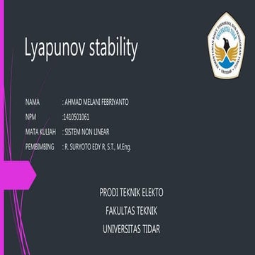 Tugas non linear lyapunov stability