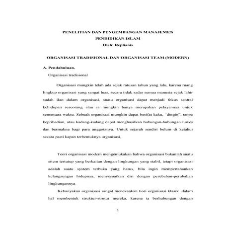 ORGANISASI TRADISIONAL DAN ORGANISASI MODERN