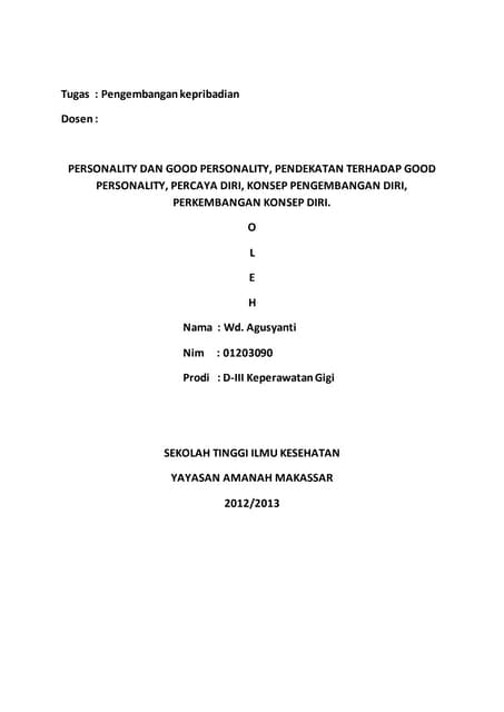 makalah keperawatan dasar 1 tentang konsep diri | PDF