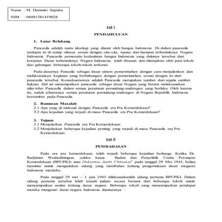 Makalah Pancasila era Pra Kemerdekaan