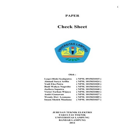 Tugas paper check sheet mmt