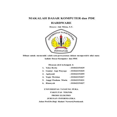 TUGAS DASAR KOMPUTER DAN PDE TEKNIK INFORMATIKA UNIVERSITAS TANJUNG ...