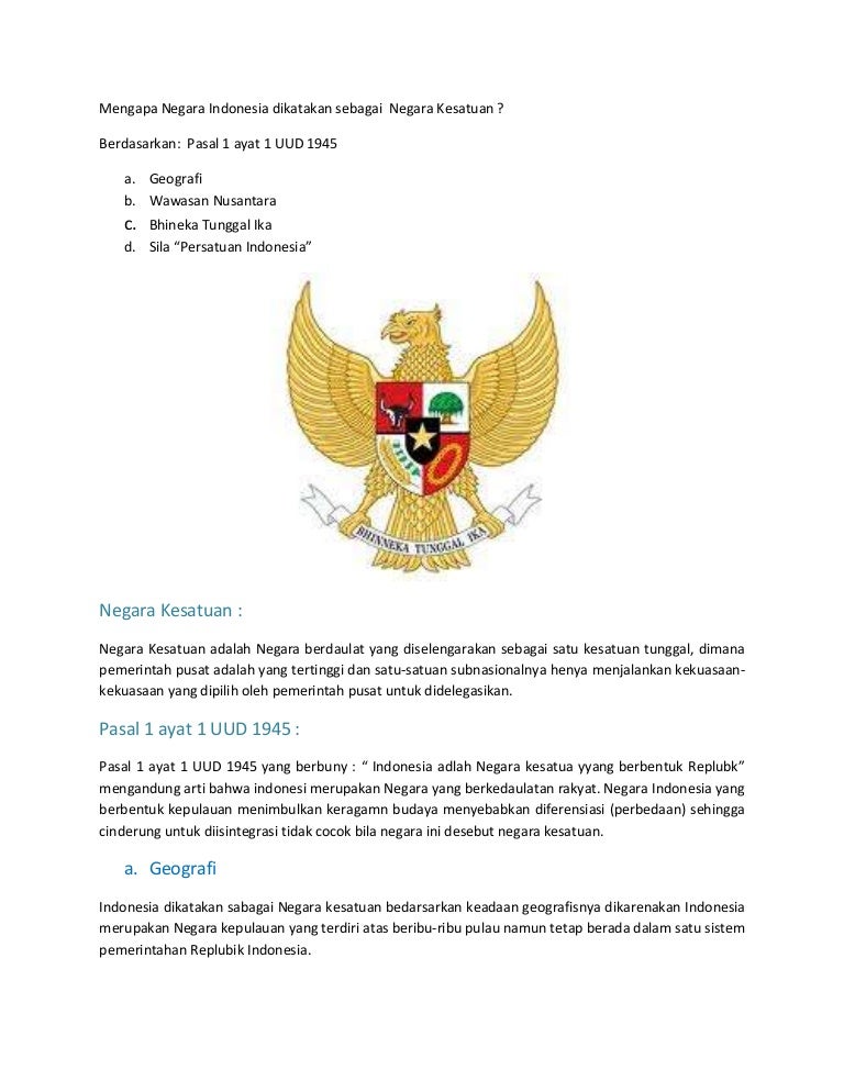 Indonesia sebagai Negara Kesatuan