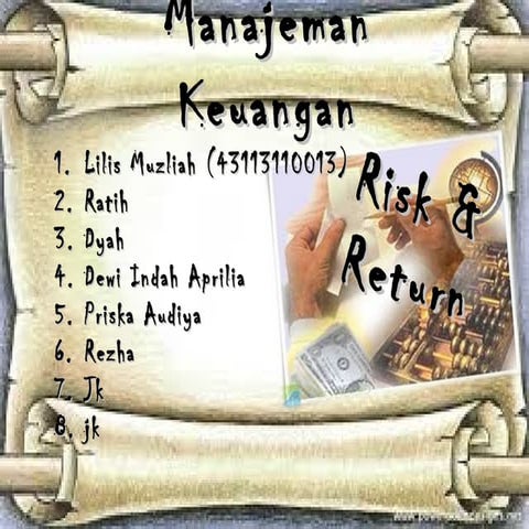 PRESENTASI RISK AND RETURN (TUGAS MANAJEMEN KEUANGAN)