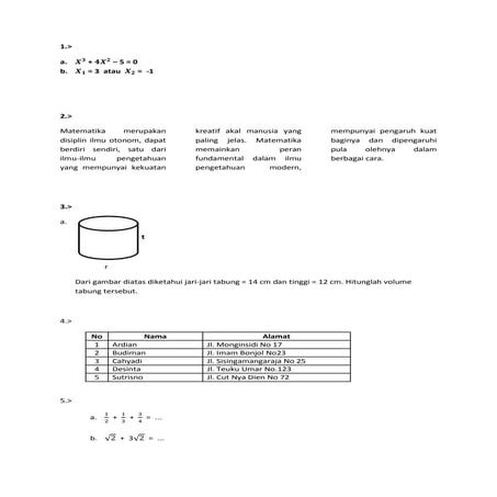 Praktek Membuat Soal MTK di Microsoft Word