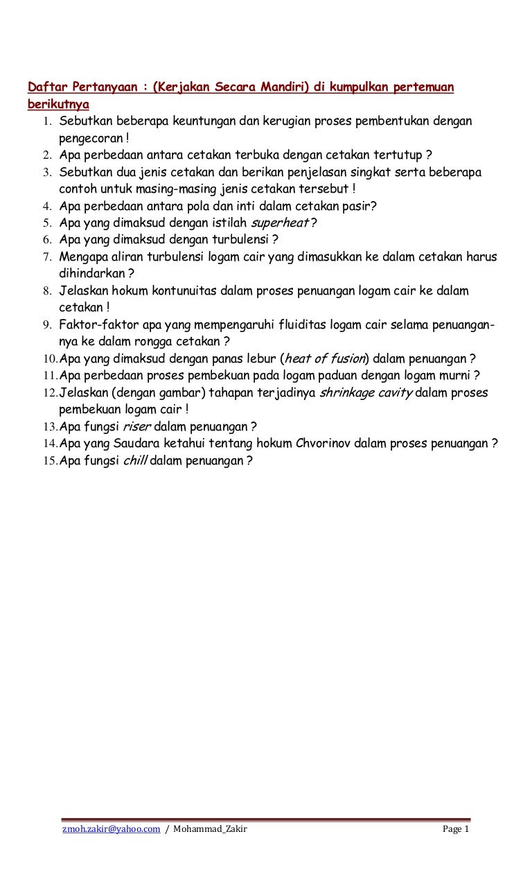 Tugas Proses Pengecoran Zakir 14feb