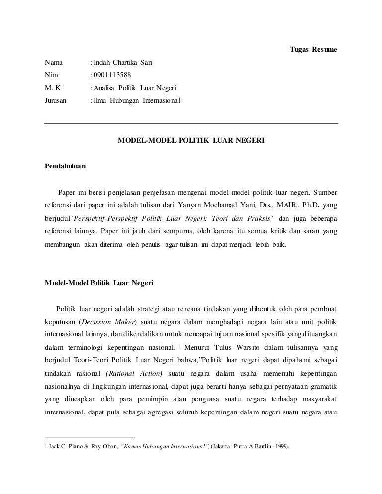 Model Model Politik Luar Negeri