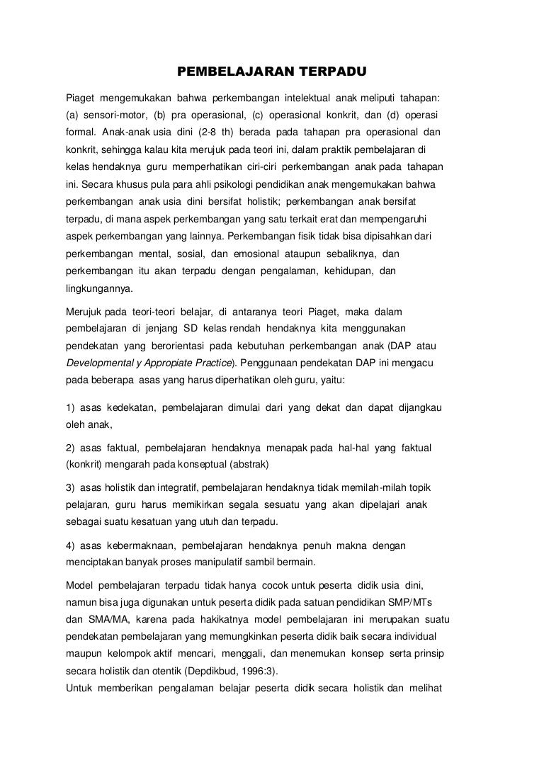Tugas Resume Pembelajaran Terpadu