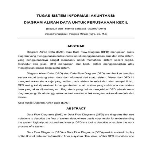 Tugas sia sesi 7 diagram alir data untuk perusahaan kecil rizkyta salsabila 3...