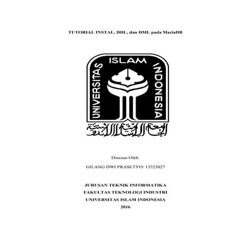 TUTORIAL INSTALL, DDL, dan DML pada MariaDB