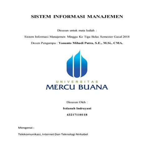 Tugas sim, istianah indrayani , yananto mihadi putra se m.si, telekomunikasi,...
