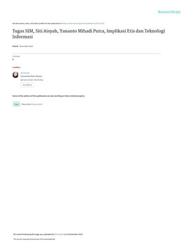 TUGAS SISTEM INFORMASI MANAJEMEN: IMPLIKASI ETIS TEKNOLOGI INFORMASI DALAM PE...