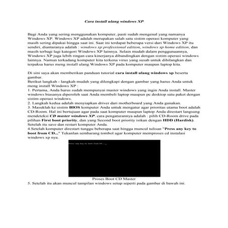 Tugas smk nusantara indah sintang irwan cara install ulang windows xp