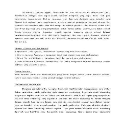 Arsitektur Set Instruksi dan CPU