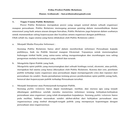 Tugas, tantangan, dan kendala profesi public relations