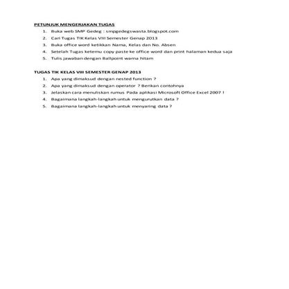 Tugas tik kelas viii semester genap 2013