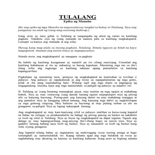 Tulalang: Epiko ng mga Manobo