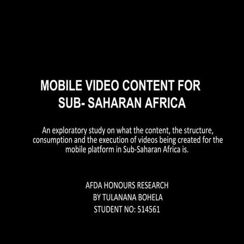 Mobile video content in sub-Saharan Africa