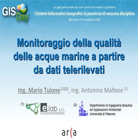 Tulone. Monitoraggio Della Qualità Delle Acque Marine A Partire Da Dati Telerilevati