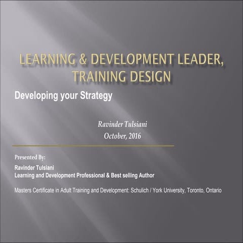 Ravinder Tulsiani Learning and Development Expert