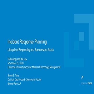 Incident Response Planning - Lifecycle of Responding to a Ransomware Attack