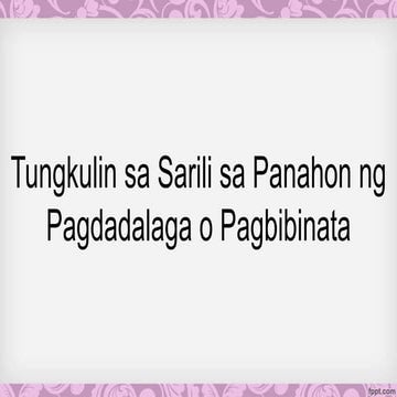 Tungkulin sa sarili sa panahon ng pagdadalaga o