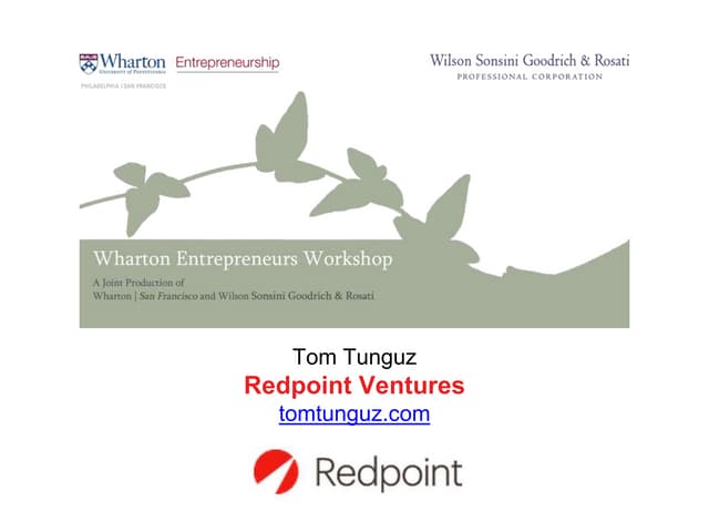 Tom Tunguz Talk at Wharton San Francisco
