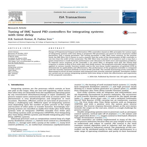 Tuning of IMC-based PID controllers for integrating systems with time delay