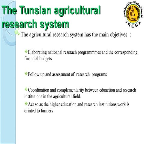 The Tunisian Agricultural Research System 
