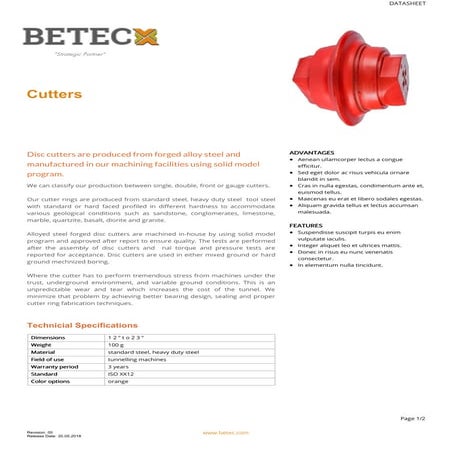 Tunnel Technologies Datasheet Template