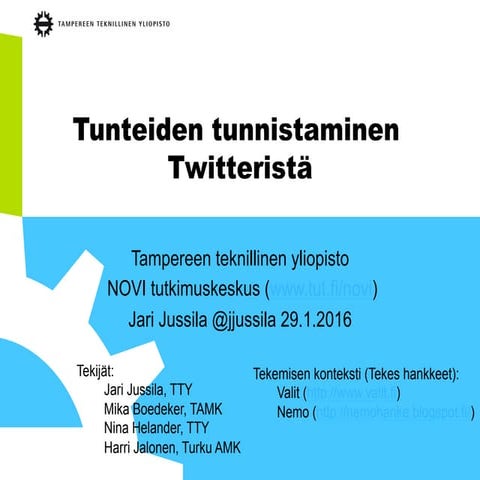 Tunteiden tunnistaminen Twitteristä