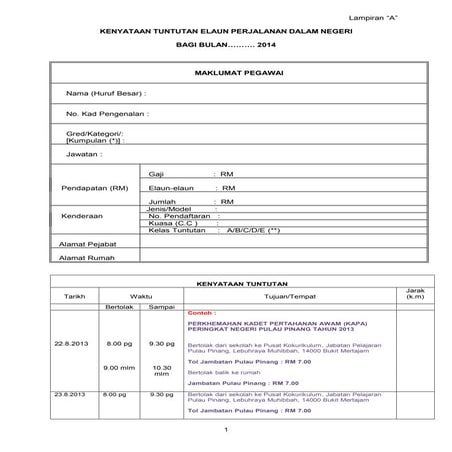 Tuntutan elaun perjalanan