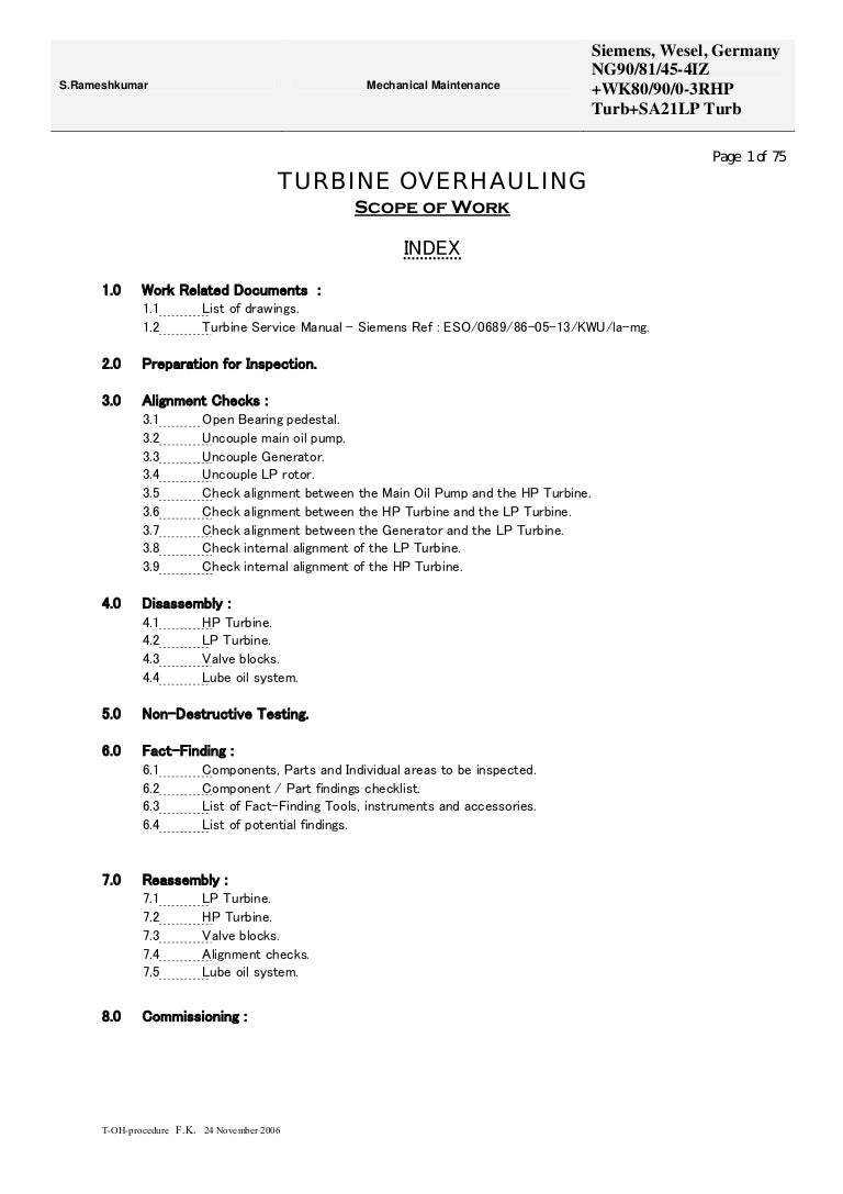 Turbine-Over-Hauling-Procedure - Siemens - Recommends Birkosit